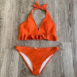 Cupshe burnt orange ruffle bikini